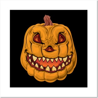 Spooky Pumpkin Monster Design Posters and Art